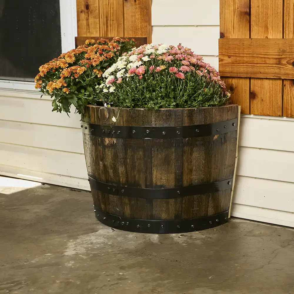 Quarter Whiskey Barrel Planter | Whiskey Barrel Garden Decor