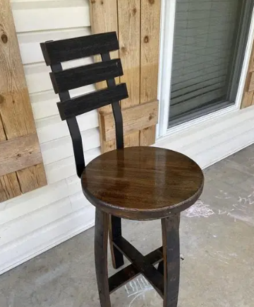 Barrel stave swivel Chair made from authentic whiskey barrel staves