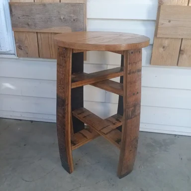 Rustic wooden stool with crossmembers